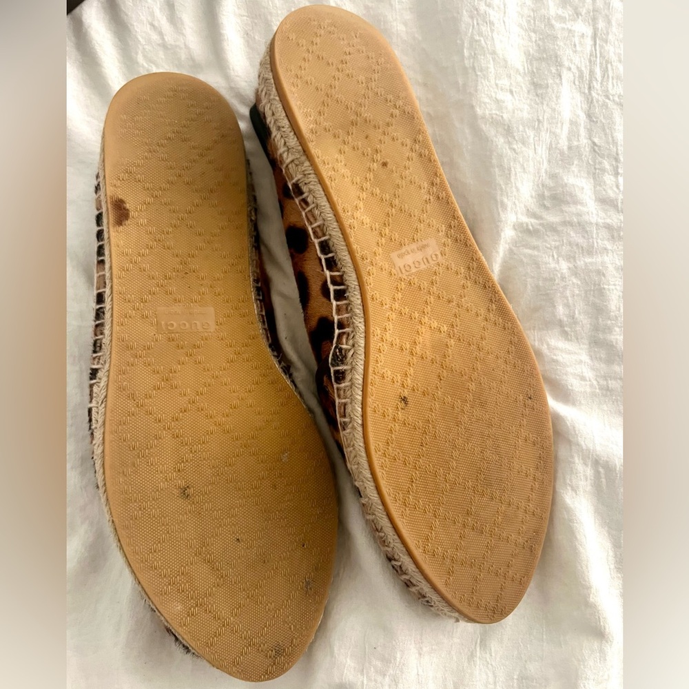 👑✅PRICE FIRM✅ AUTHENTIC Calf Hair GUCCI Leopard Espadrille Flats - Picture 12 of 16